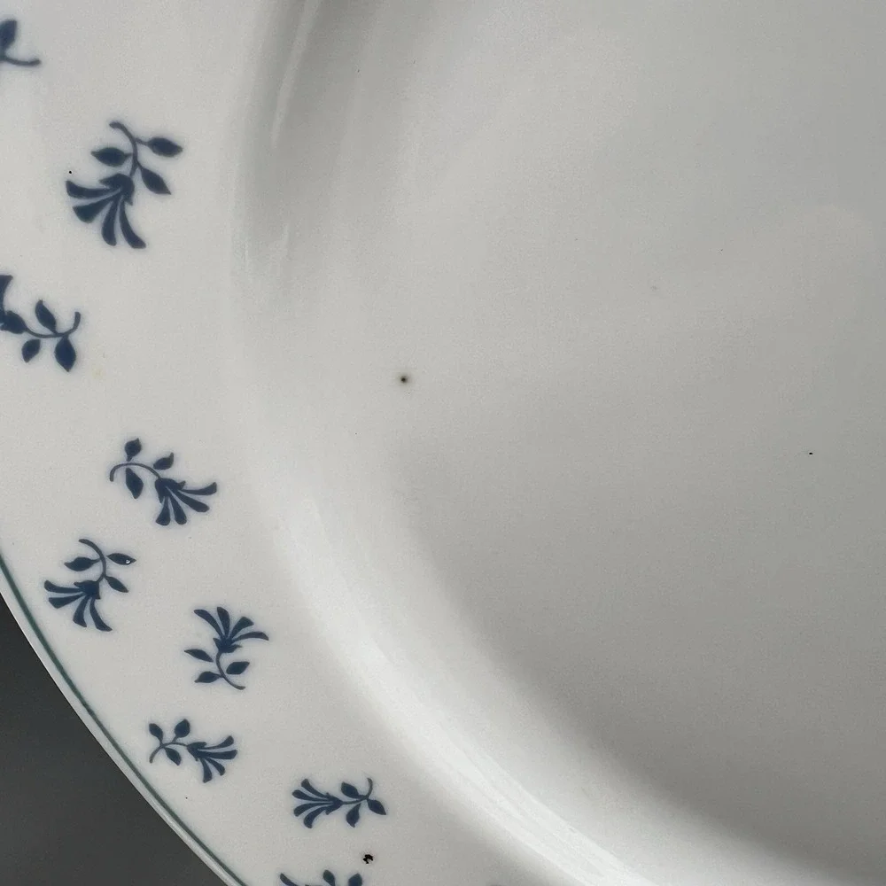 Vintage Pillivuyt France Blue Sprig Oval Serving Platter 12.5